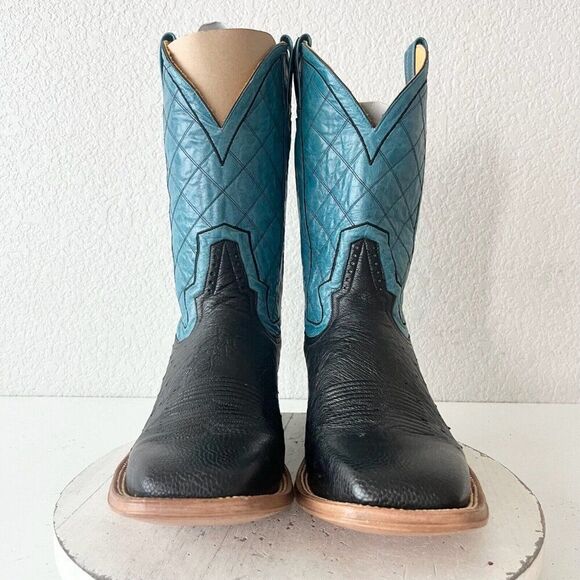 NEW Rod Patrick Mens Cowboy Boots 14.5AA Black Smooth Ostrich Leather Square Toe - Picture 5 of 12